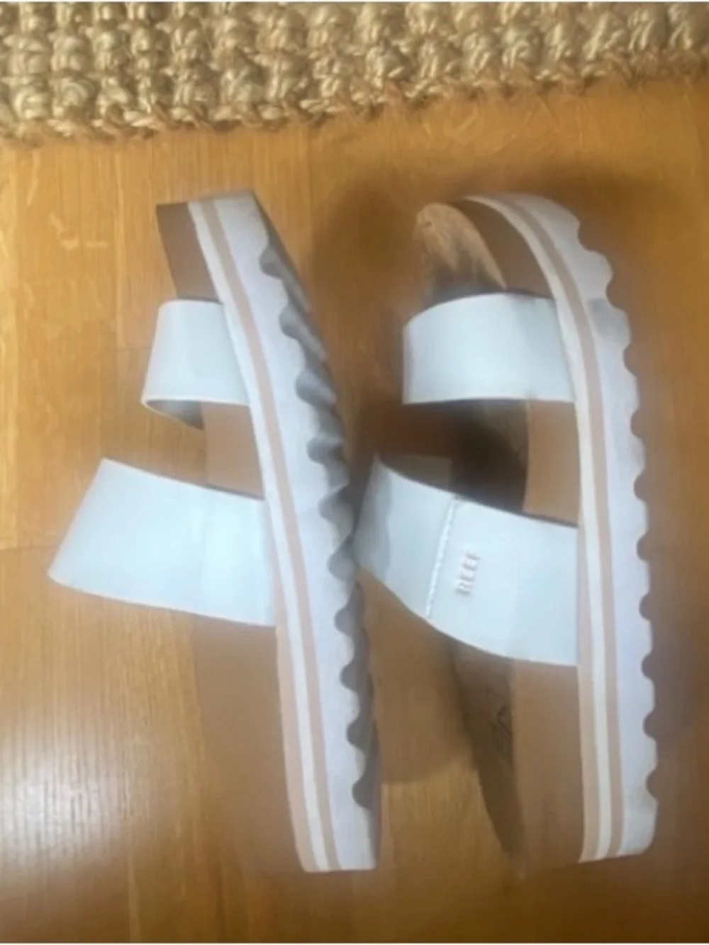 Reef White Platform Double-Strap Summer Slide, 7